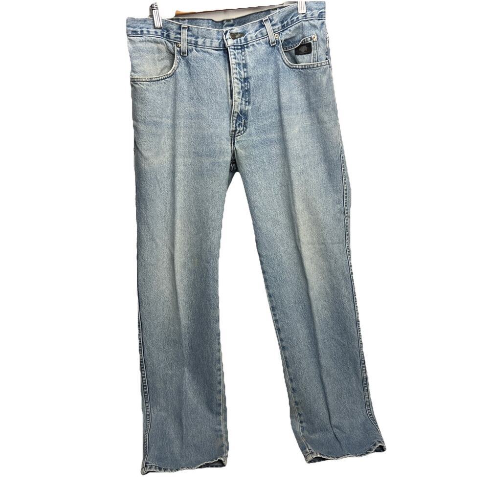 Vintage Y2K Harley Davidson Jeans Mens 36x32 Traditional Fit Light Wash Straight